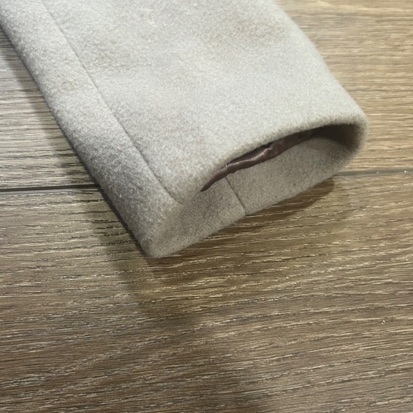 Badgley Mischa Wool Dress Coat Mixed Media Lace Leather Accents Sz S Taupe/Black - Picture 6 of 16